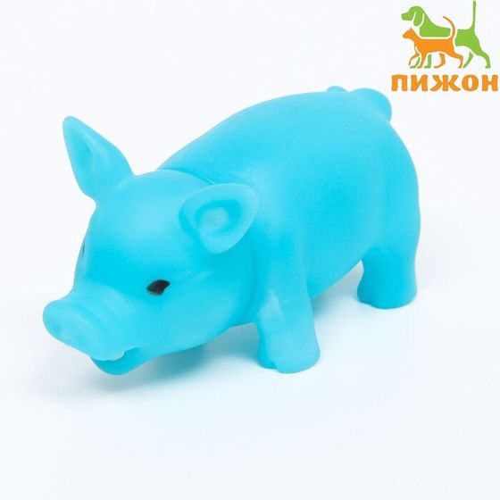 Игрушка пищащая &quot;Маленький поросенок&quot; для собак, 9 см, голубая