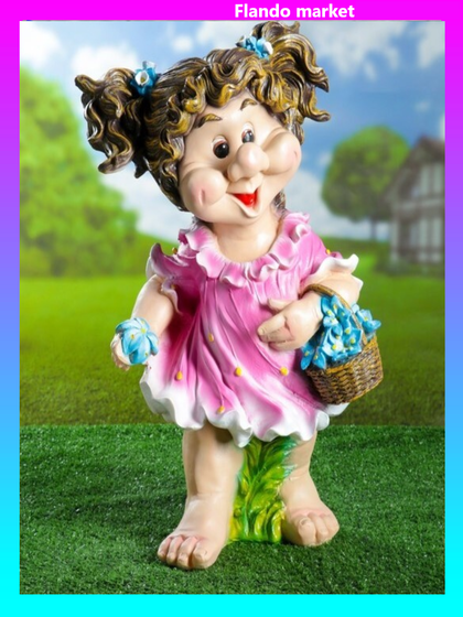 !09 Садовая фигура "Девочка с корзиной цветов" 58 см.