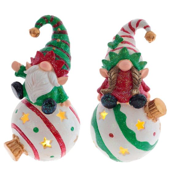 Фигурка декоративная "Гном" с подсветкой (LR44 2 шт), L10 W9 H18 см, 1 штука, дизайн микс