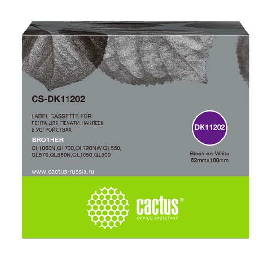 Картридж ленточный Cactus CS-DK11202 DK-11202 черный для Brother P-touch QL-500. QL-550. QL-700. QL-800