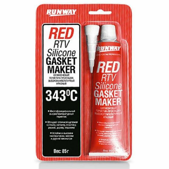 Герметик-прокладка RunWay, силиконовый, высокотемпературный, красный, 85 г RW8500
