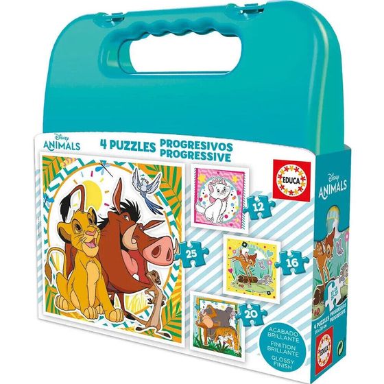 EDUCA BORRAS Progressive Puzzles Disney Animals 12-16-20-25