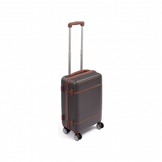 Чемодан MOONSTONE серый M ABS с кожаными полосками