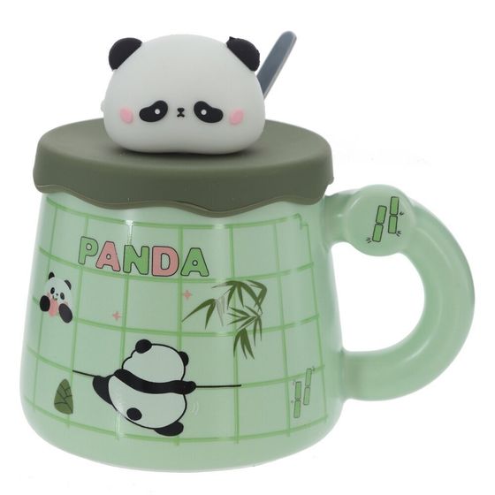 Кружка с крышкой и ложкой, 420 мл, L14 W10 H12,5 см