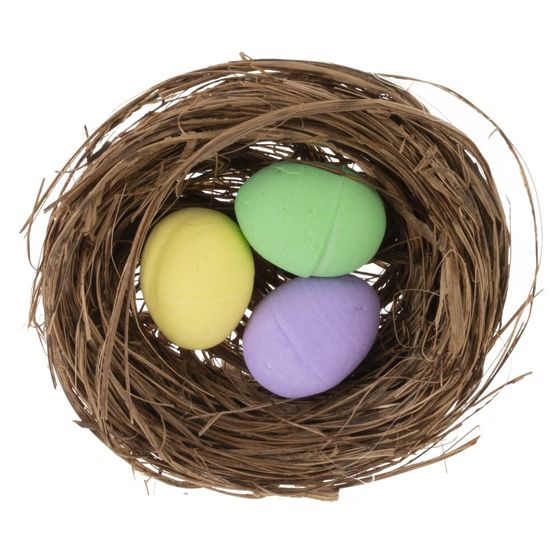 Изделие декоративное "Гнездо пасхальное" (блок 12 шт), L6 W6 H2 см, 3в.