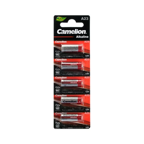 Батарейка алкалиновая Camelion Mercury Free, A23 (MN21, LR23A, LRV08)-5BL, 12В,блистер,5 шт.