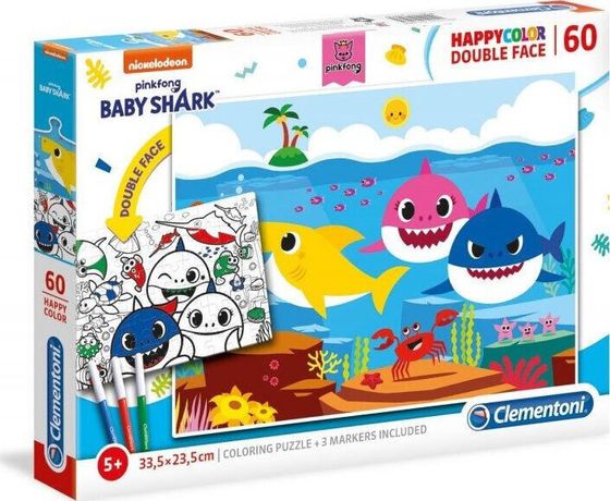 Clementoni Puzzle 60 HappyColor Двусторонняя акула-малютка