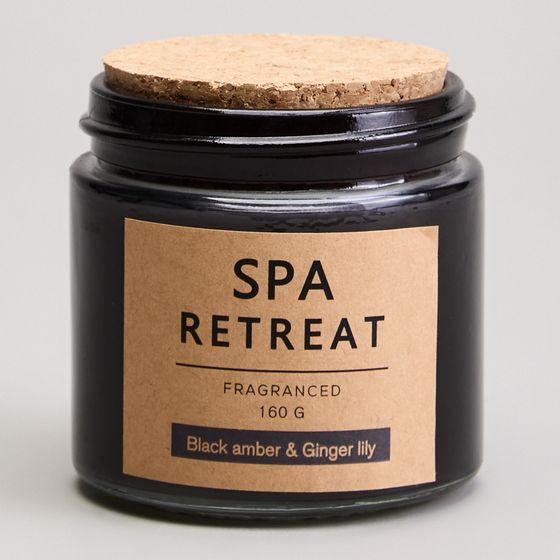 СВЕЧА АРОМАТИЗИРОВАННАЯ В СТАКАНЕ &quot;SPA RETREAT&quot; BLACK AMBER&amp;CINGER LILY 7,3*7,4 СМ