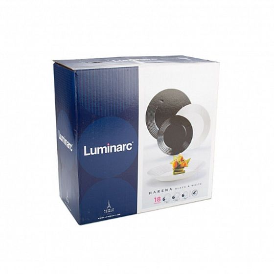 Столовый набор АРЕНА БЛЭК ЭНД УАЙТ 18 предметов