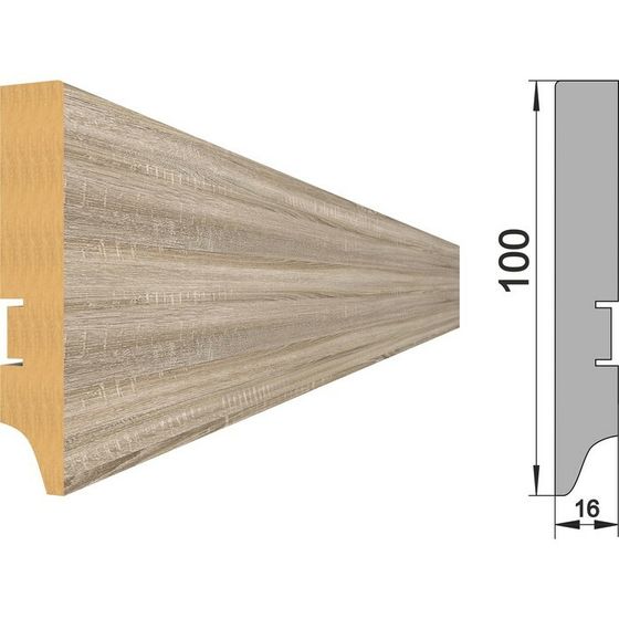 Напольный плинтус МДФ  100А 2000х100х16 Дуб Винтаж