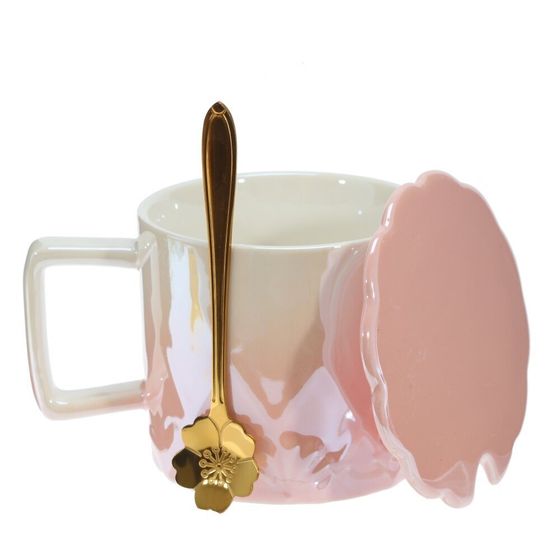 Кружка с крышкой, 420 мл, L13 W10 H9 см, цвет микс