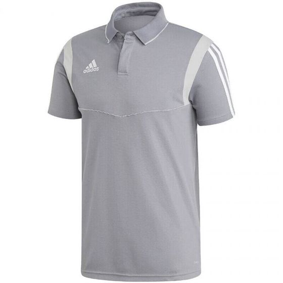 Мужская футболка-поло спортивная серая с логотипом Adidas Tiro 19 Cotton Polo M DW4736