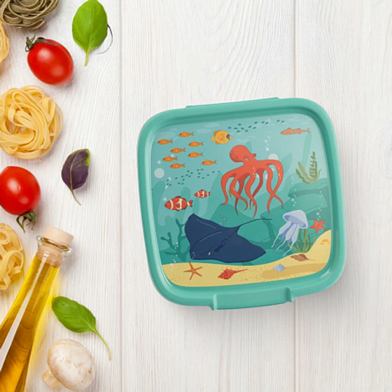 Контейнер пищевой SNAP BOX голубой 0.9л квадратный