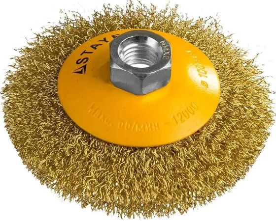 Щетка дисковая Stayer 35133-100 по дереву/металлу d=14мм d=100мм для шлифовальной машины и дрели