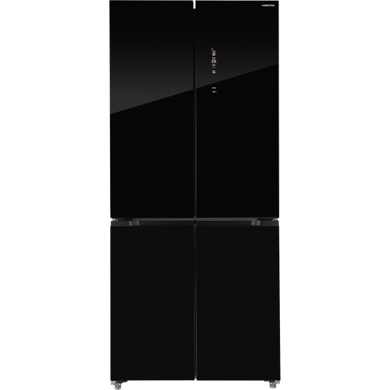 Холодильник Hiberg RFQ-600DX NFGB inverter черное мерцающее стекло, трехкамерный (Side-by-Side)