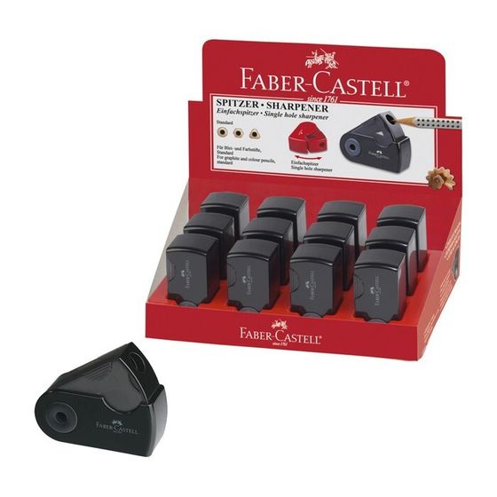 Точилка Faber-Castell с контейнером Sleeve-мини, 1 отверстие, чёрный
