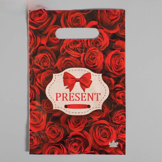 !09 Пакет &quot;Презент&quot; (набор 25 штук) полиэтиленовый с вырубной ручкой, 30 мкм 20 х 30 см.