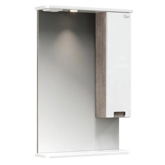 Зеркало шкаф Onika Харпер 58.01 для ванной комнаты, цвет белый глянцевый, правый, с подсветкой