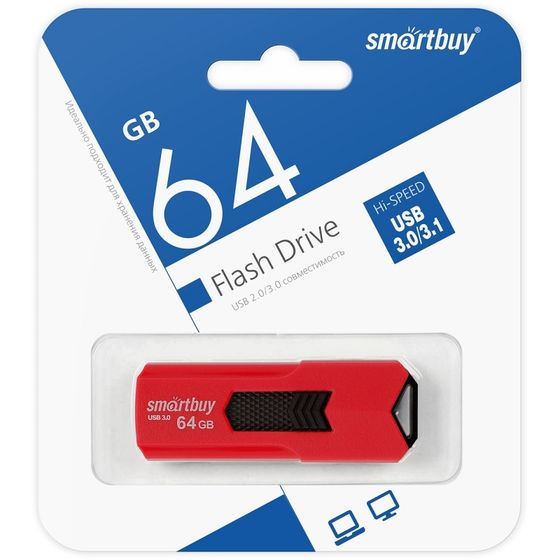 Флеш диск 64Gb Smartbuy Stream SB64GBST-R3 USB3.0 красный