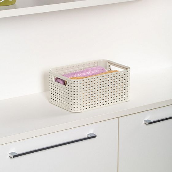 Корзина RATTAN STYLE BOX S  крышка кремовая