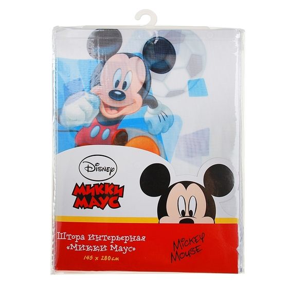 !09 Штора-тюль 145х280 см Микки Маус голубая