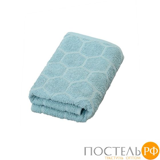 529702/2 Полотенце махровое с бордюром &quot;Сота&quot; голубое 50*90, 420гр/м2
