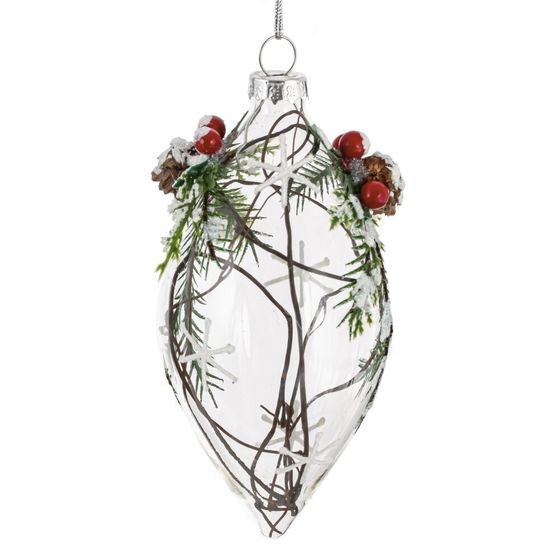 Украшение новогоднее "Капля" с декором, D 6 см, L6 W6 H12 см