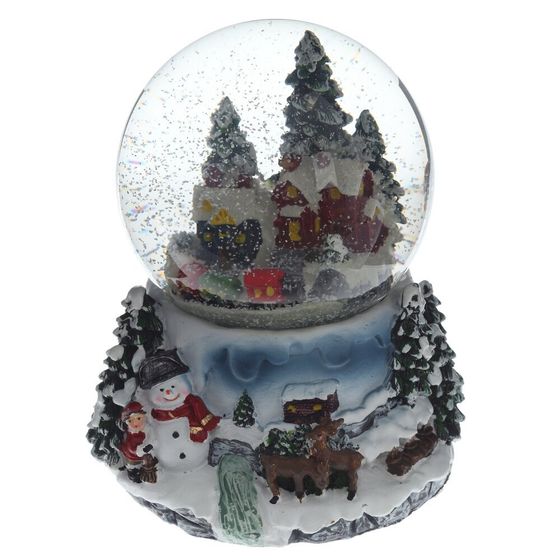 Фигурка декоративная &quot;Рождество&quot; в стекл шаре (свет, муз, вьюга, 3хAAA), D 10 см, L13 W13 H15 см