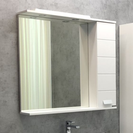 Зеркало шкаф Comforty Модена М-90 для ванной комнаты, цвет белый матовый