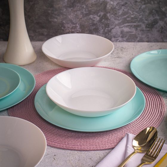 Набор столовый ДИВАЛИ ТЮРКУАЗ&amp;БЕЛЫЙ 18пр