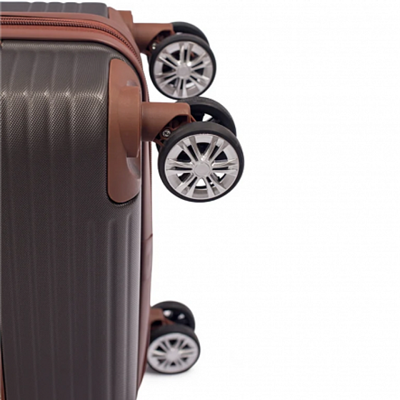 Чемодан MOONSTONE серый L ABS с кожаными полосками