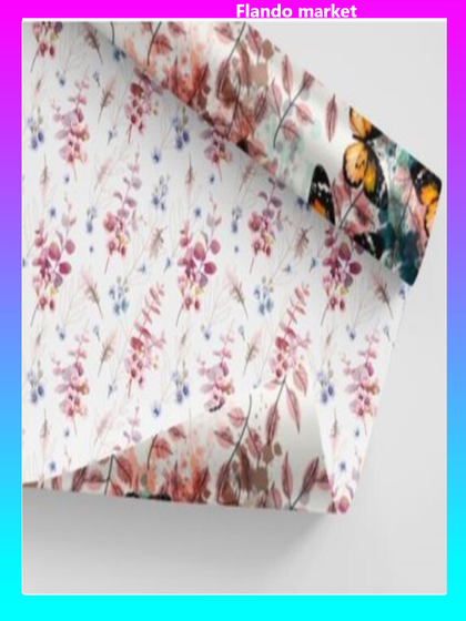 !Бумага упаковочная 2 листа глянцевая двустороняя &quot;Бабочки&quot;, 100 х 70 см.