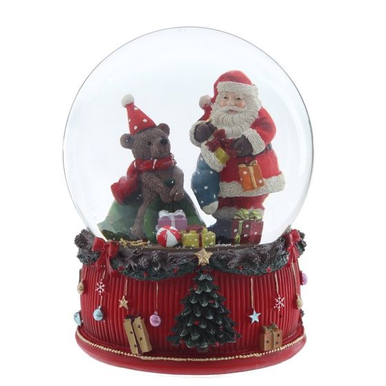 Фигурка декоративная &quot;Дед Мороз&quot; в стекл шаре (ключ,муз), D 15 см, L14 W15 H20 см