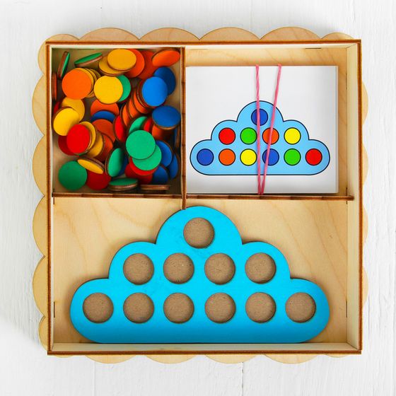 Развивающая игрушка «Умное облачко», d кружков (60 шт.): 2 см, в наборе 15 карточек