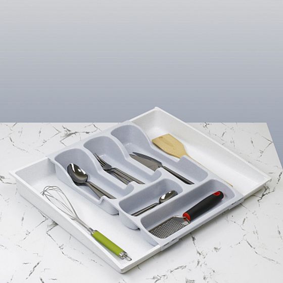 Лоток для приборов AKCESORIA KUCHENNE BASIC серый раздвижной