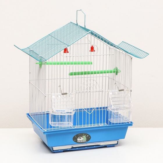 Клетка для птиц домик, 30 х 23 х 39 см, синяя