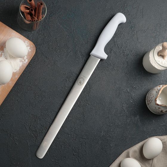 Нож для бисквита, ровный край, ручка пластик, рабочая поверхность 30 см (&quot;12&quot;), толщина лезвия 2 мм