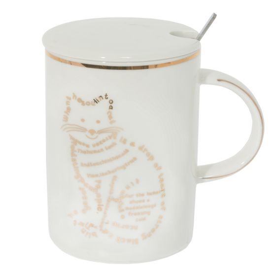 Кружка с крышкой и ложкой, 400 мл, L11,5 W8 H11,5 см, 4в.