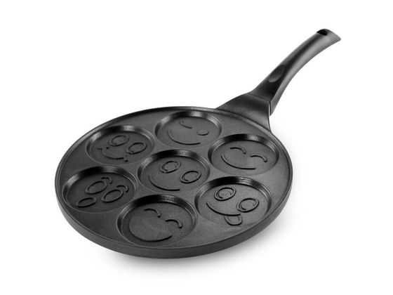 MegaChef Happy Face Emoji 10.5 Inch Aluminum Nonstick Pancake Maker Pan with Coo