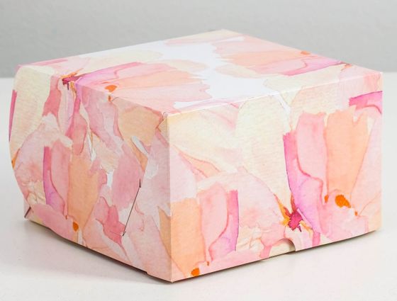 !09 Коробка (набор 3 штуки) на 4 капкейка &quot;Цветы&quot;, без окна, 16 х 16 х 10 см.