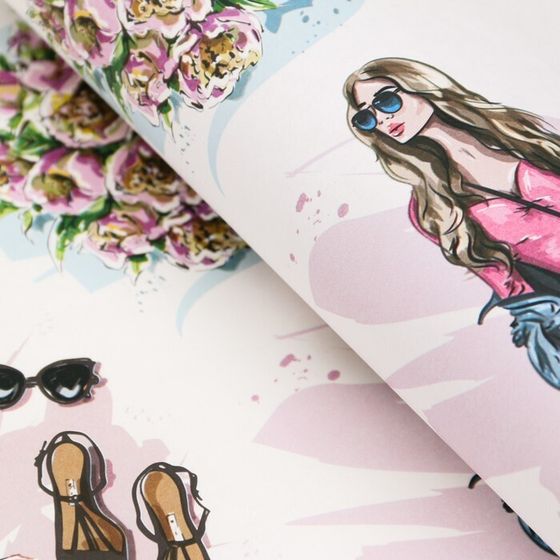 !Бумага упаковочная 2 листа глянцевая &quot;Женский стиль&quot; 70 х 100 см