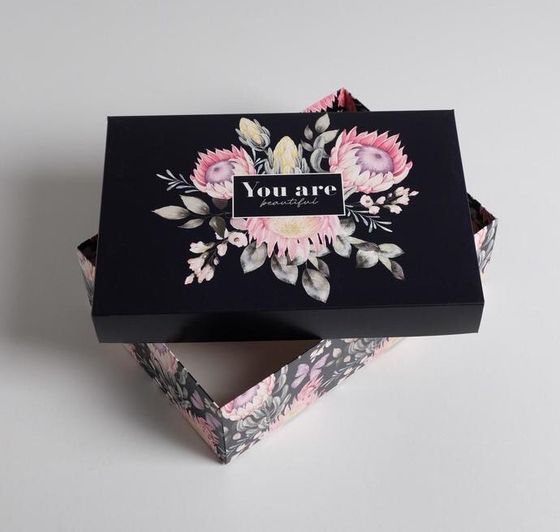 !Коробка складная «Цветы», 30 × 20 × 9 см