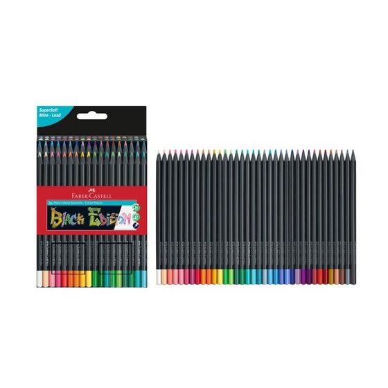 Карандаши цветные Faber-Castell Black Edition 36 цветов, cверхмягкий грифель, трехгранные, чёрное дерево, в картонной коробке, 116436