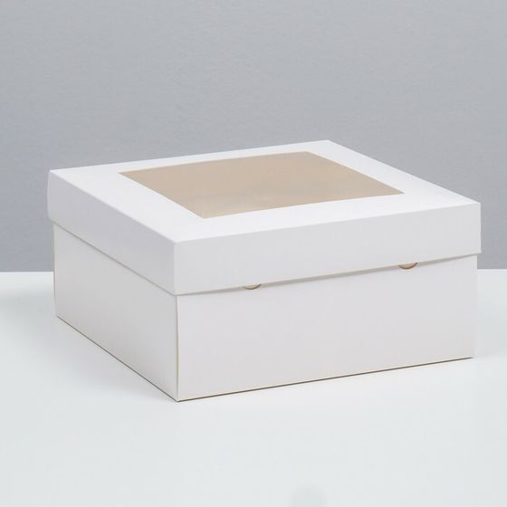 Коробка складная, крышка-дно,с окном, белая, 25 х 25 х 12 см