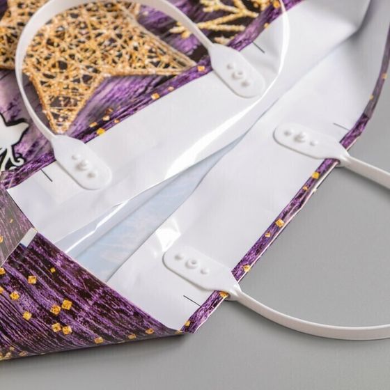 !09 Пакет (набор 5 штук) &quot;Золотая россыпь&quot;, полиэтиленовый с пластиковой ручкой, 37 х 34см, 80 мкм