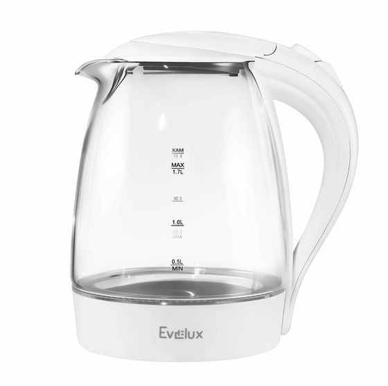 Чайник электрический Evelux EWK 0903 G 1.5л 2200Вт прозрачный/белый