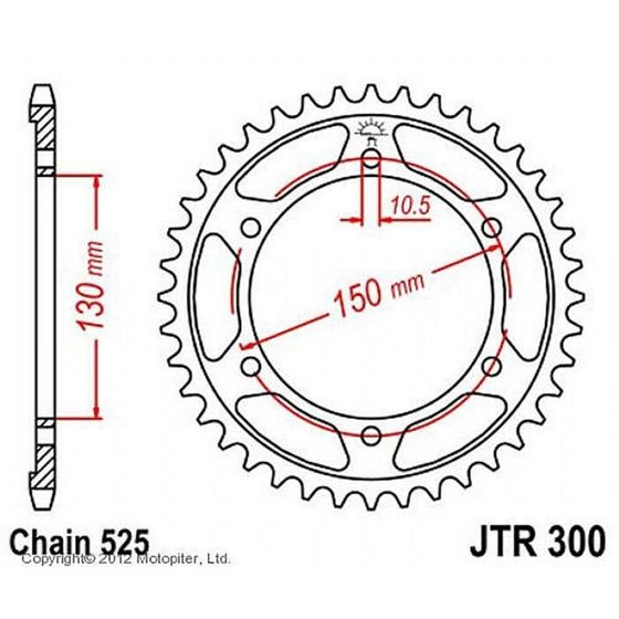 Звезда ведомая JT sprockets JTR300-49, цепь 525, 49 зубьев