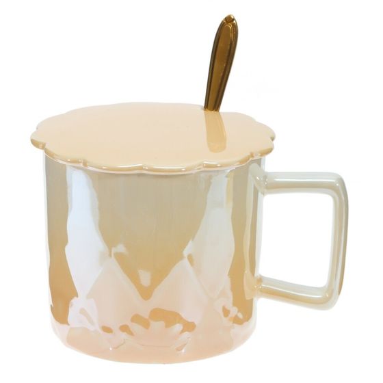 Кружка с крышкой, 420 мл, L13 W10 H9 см, цвет микс