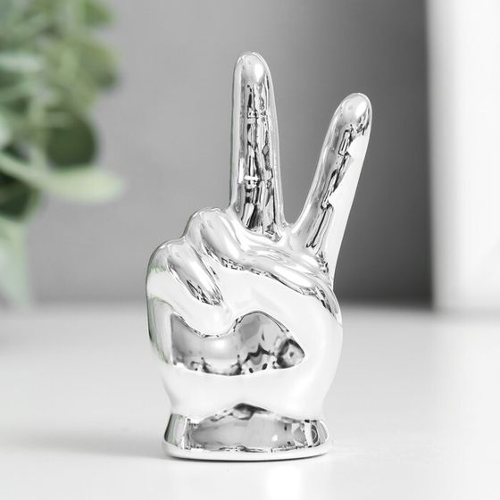 Сувенир керамика &quot;Рука - Мир&quot; серебро 4х2,7х7,5 см