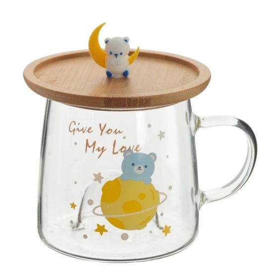 Кружка с крышкой-подставкой, 350 мл, L11 W9 H8 см, дизайн микс